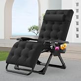 Suteck Zero Gravity Chair, Folding Lounge Chairs with Aluminum Alloy Lock | Folding Patio Recliner w/Removable Pad, Adjustable Headrest and Side Tray for Outdoor Patio, Lawn, and Camping