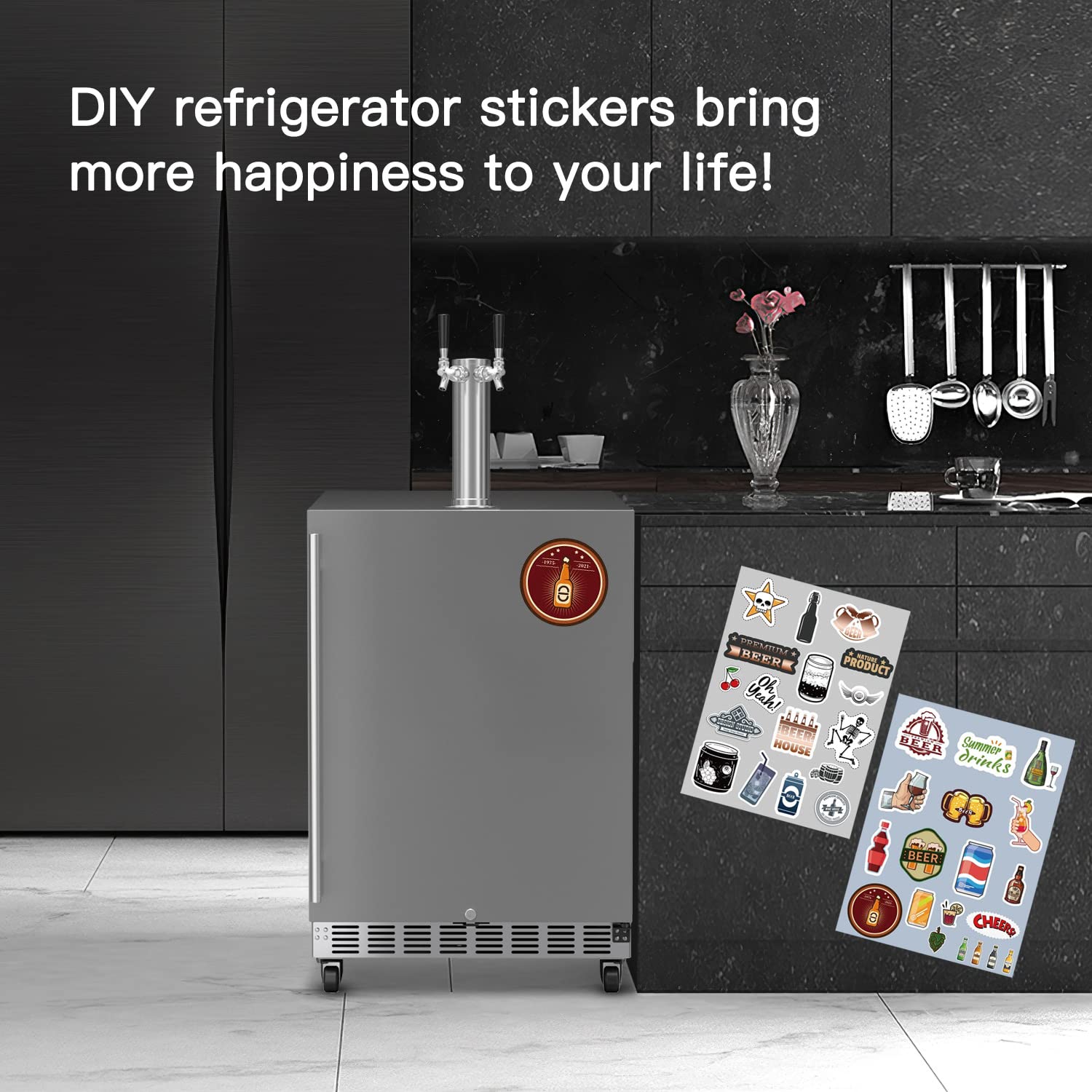 ICEJUNGLE Beer Tap Kegerator,Kegerators Beer Dispenser Beverage Beer Cooler Water Cooler