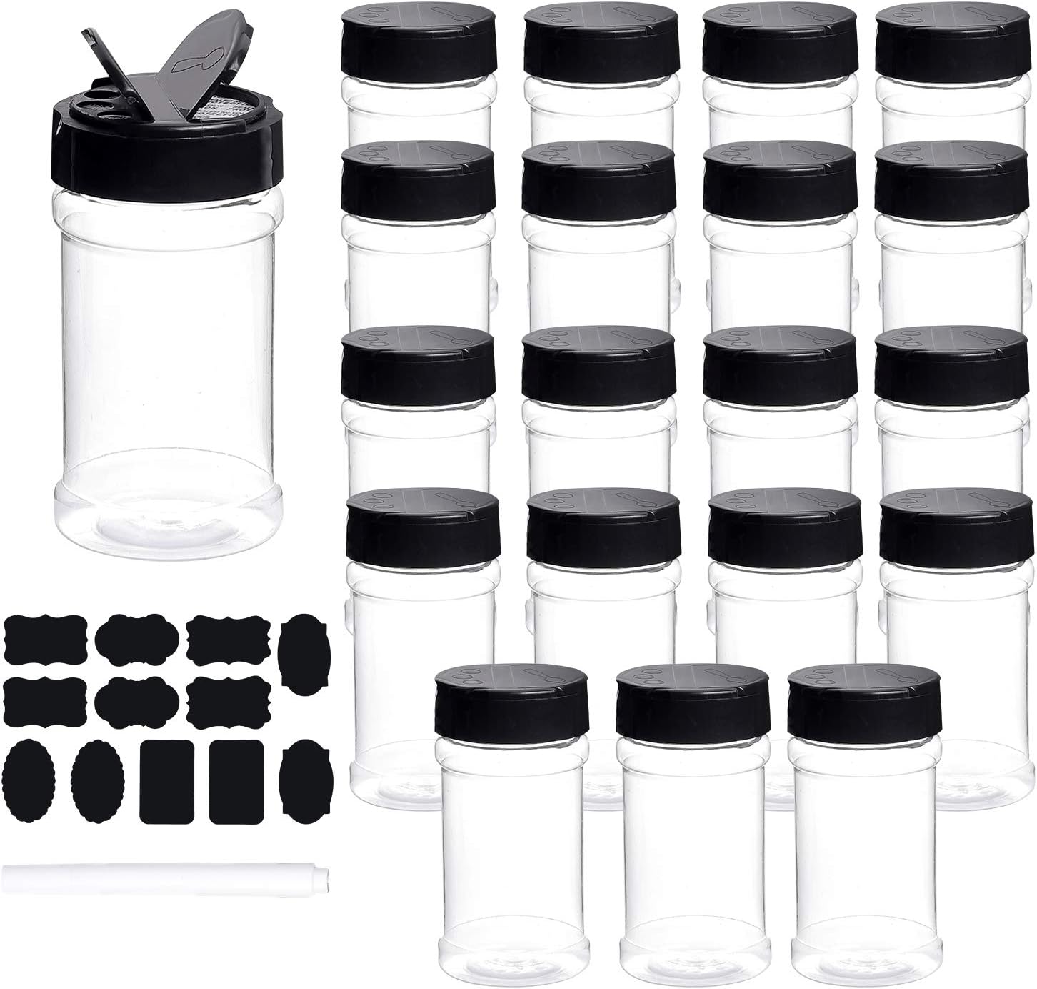 Spice Bottles, Dabacc 20Pcs 7oz Clear Plastic Container