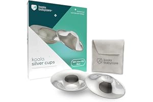 Koala Babycare The Original Nursing Cups 100% Silver – Nipple Shields for Nursing Newborn - Breastfeeding Essentials Protect and Soothe Cracked Nipples - Maxi Size