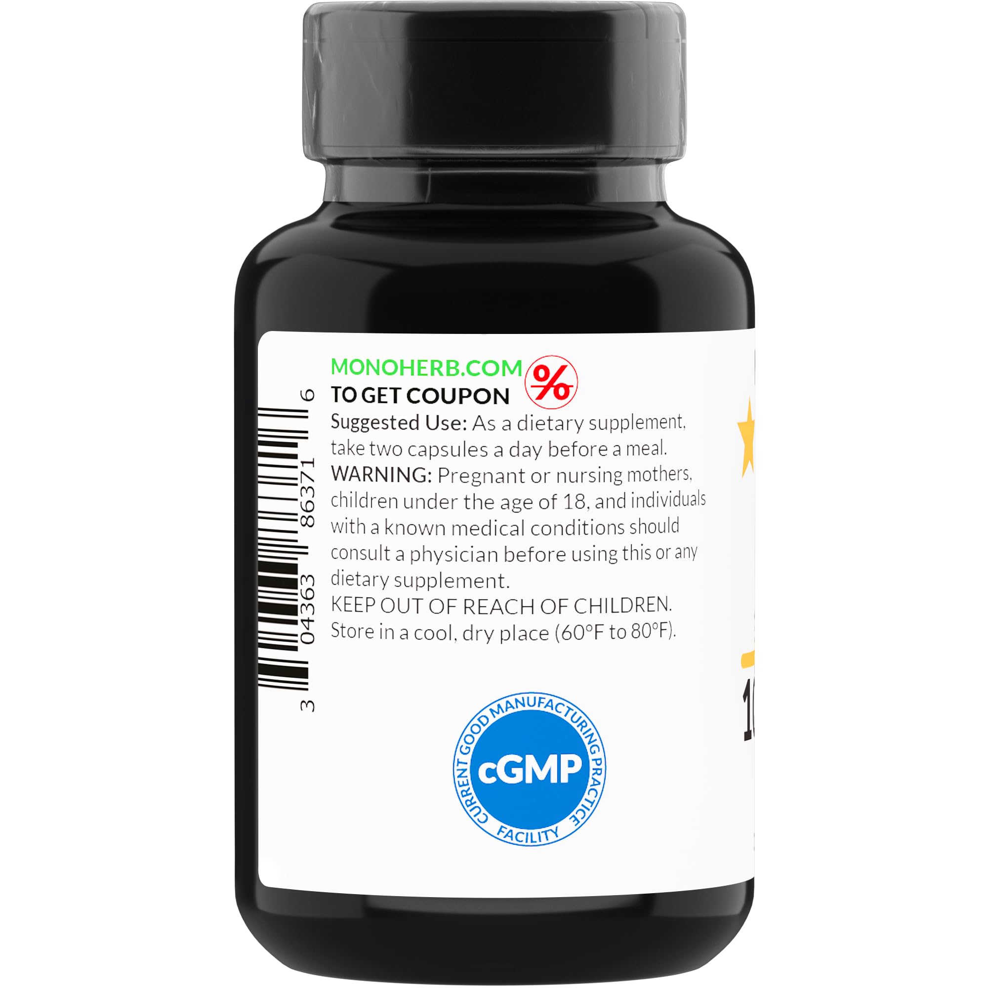MONOHERB Fadogia Agrestis Extract 1000 mg - 90 Vegetarian Capsules