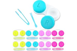 VOCOOL 16 Pcs Portable Contact Lens Tools Set, Inserter/Remover and Tweezer with Soft Tip Mini Eye Contact Case Box for Travel