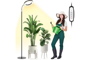 LBW Grow Lights for Indoor Plants Full Spectrum with Stand, Floor Plant Growing Lamp for Large Plants, Auto ON/Off Timer 4/8/12H, 4 Dimmable Levels, 47.2-63 inches Adjustable Height