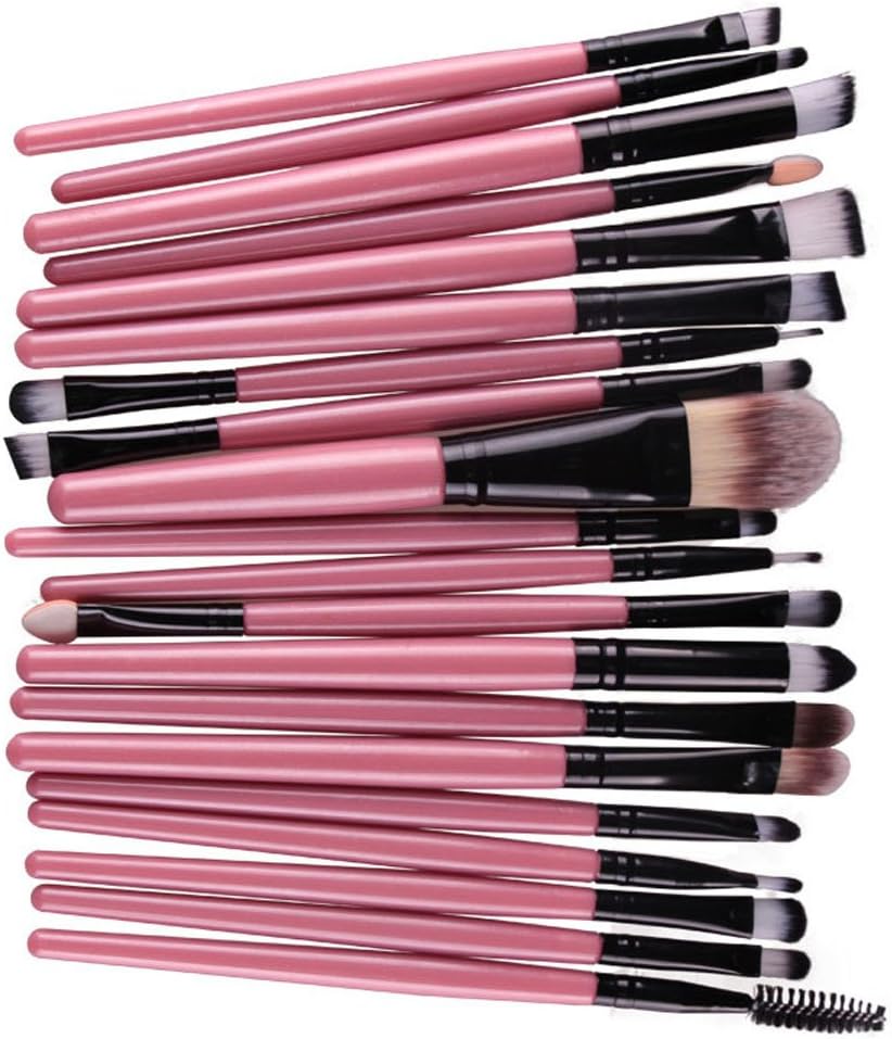 KOLIGHT 20pcs Pro Makeup Set Powder Foundation Eyeshadow Eyeliner Lip Cosmetic Brushes (Black+Pink), 20 Piece Set - Image 5