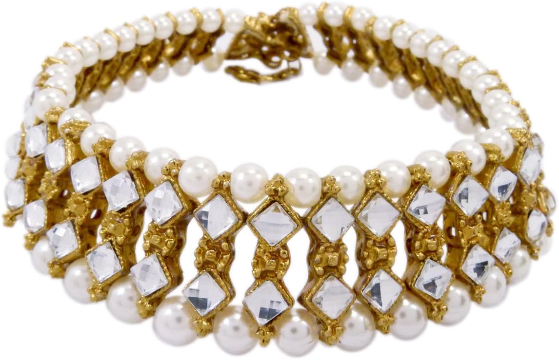 BEDIS Pearl Anklet Indian Foot Jewellery Bollywood Kundan Feet Chain Women Ankle Chain Party wear Stone Payal-Model-200
