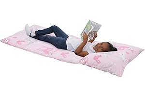 GEVOK Everything Kids Pink, Rose, Grey & White Fox Deluxe Easy Fold Nap Mat, Pink, Green, Rose, White
