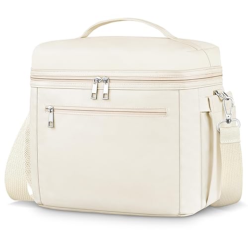 DALINDA Insulated Lunch Bag for Women Men,12L Large Bag Reusable Lunch Box Leak-Proof Cooler Cute Bag Lightweight LunchBags for Work (Beige)