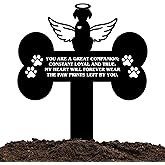 HEGANITS Dog Grave Marker Angel Cross – Pet Remembrance Gift for Loss of Dog, Weatherproof Metal Headstone for Yard, Garden or Indoor Memorial, 12in Sympathy Tribute Sign