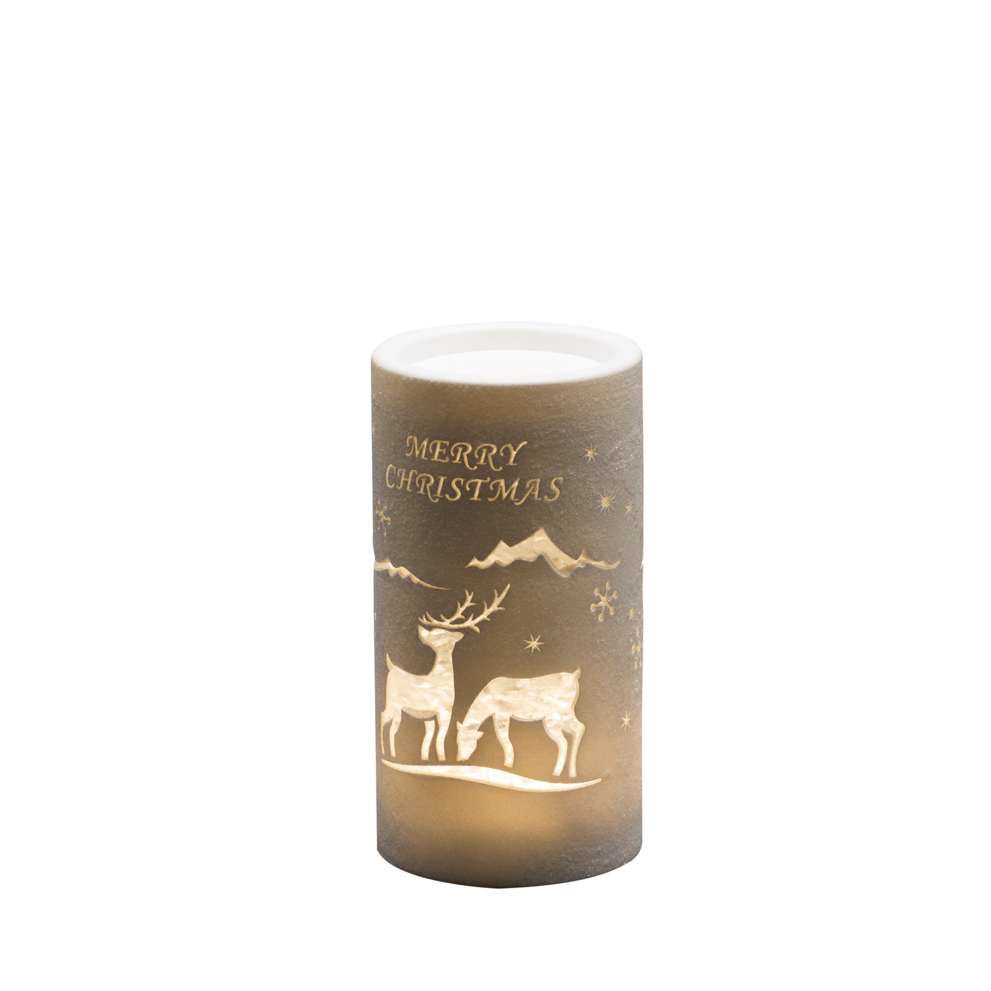 Konstsmide LED Snow Globe Lantern Merry Christmas and Reindeer Scene, Water Filled/Water Spinner/5 Hour Timer/Battery Operated:3xAA 1.5V (excl.)/Christmas Lantern 1 Warm White Diode