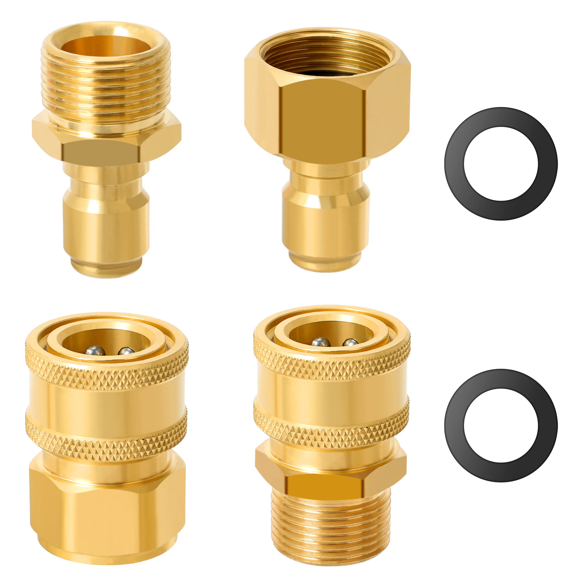STYDDI Pressure Washer Quick Connect Kit for Sun Joe SPX3000, M22-15mm Threaded to 3/8 Inch Quick Hose Connect Fitting Coupler Compatible with Sunjoe, Campbell, Simoniz, Stanley, Excell, AR Blue Clean