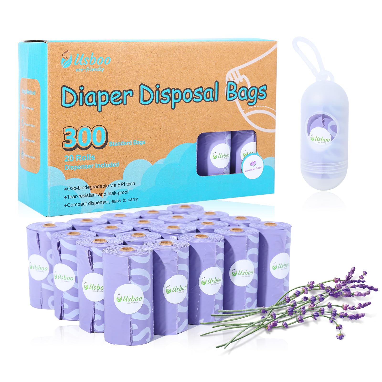 USBOO Disposable Diaper Bags for Baby, 20 Refill