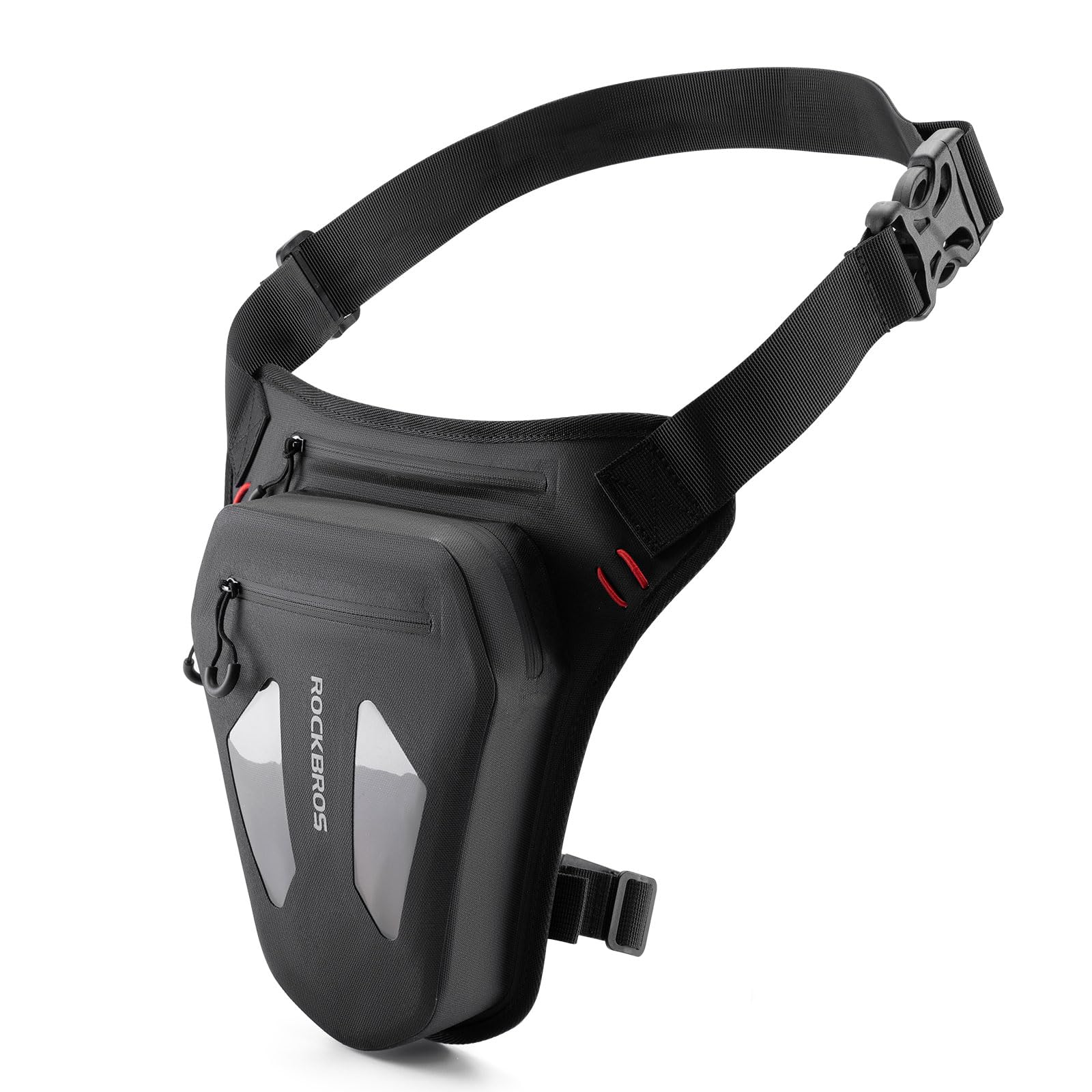 ROCKBROS Motorcycle Leg Bag Bumbag for Men Women Adjustable Motorbike Waist Fanny Pack Fashionable Black Thigh Bag Leg Pouch for Cycling, Riding, Running, Walking, Hiking, Jogging