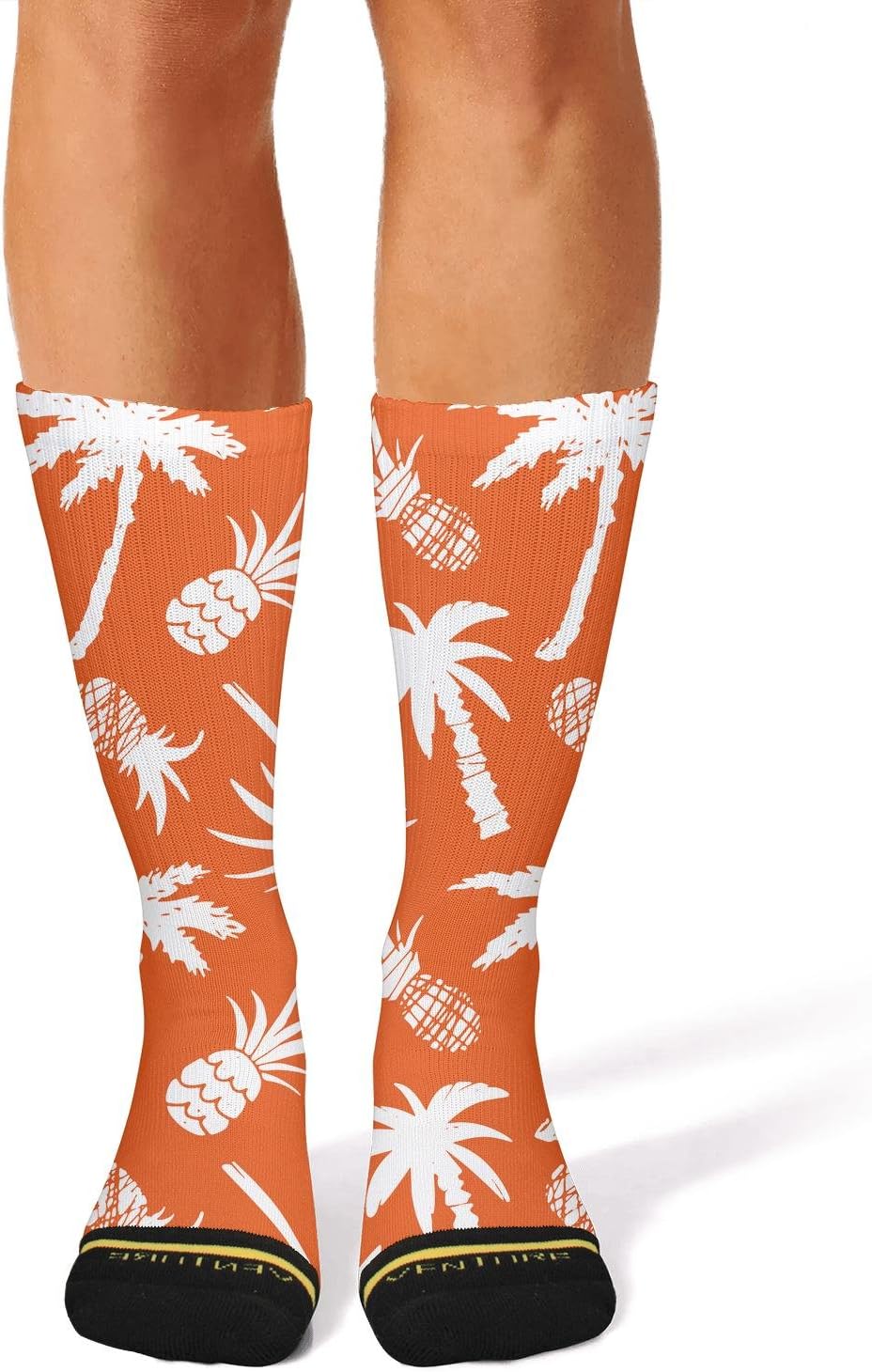 Landsr Men's Casual coconut palm trees and pineapples orange Athletic Novelty Dress Crew Socks