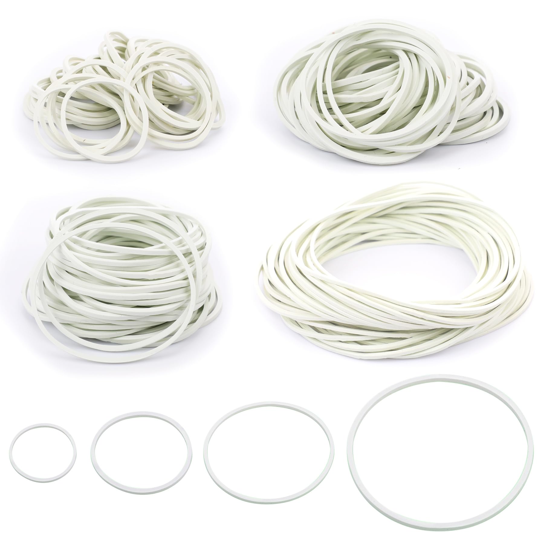 White Elastic Bands Heavy Duty 200Pcs Thick Rubber Bands 2.5/4/5/7CM Natural Strong Money Elastic Bands Wide Rubber Band Stationary Stretchable Bands for Home School Office Workshop Accessories
