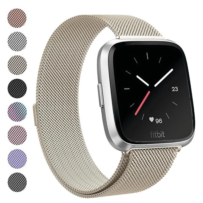 Deyo para Fitbit Versa Bandas, Acero Inoxidable Milanese Loop ...