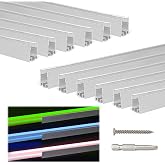 Muzata 12 Pack 16.5" Square Aluminum Rope Light Track U123 | Fits 8mm Rectangle Rope Lights, Durable Aluminum Protection, Improved Heat Dissipation, Versatile Lighting Applications