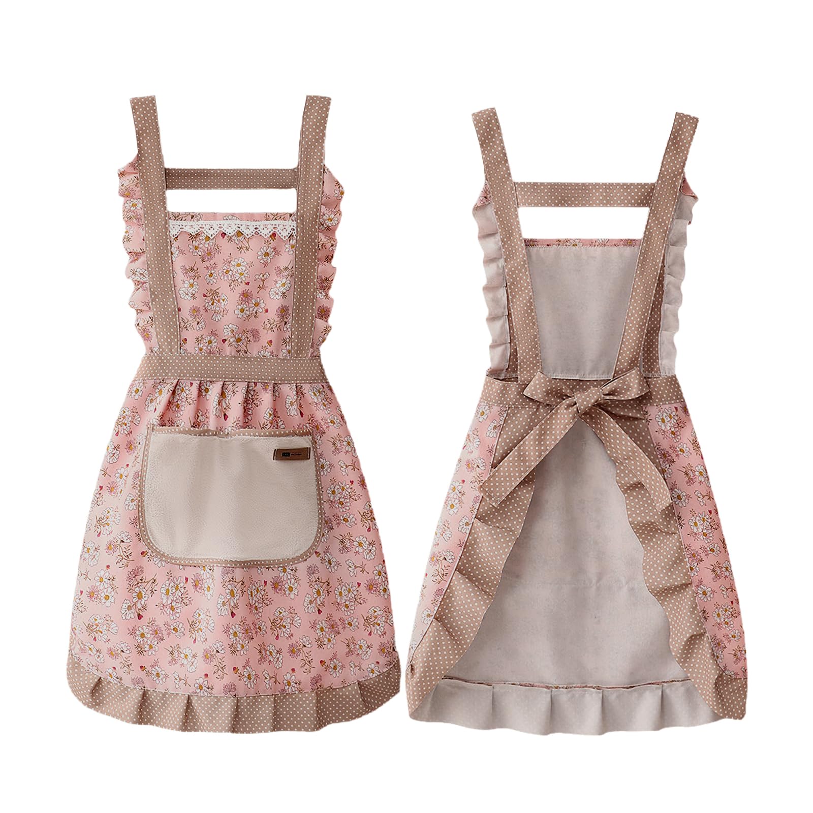 Pink Apron for Women, Adjustable Neck Chef Apron with Double Pockets, Stylish and Functional Cooking Apron for Baking, Gardening, and Daily Use