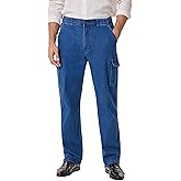 Mens Cargo Jeans with Elastic Waist Relaxed Fit Denim Cargo Pants Men Easy Wear Perfect for Outdoor