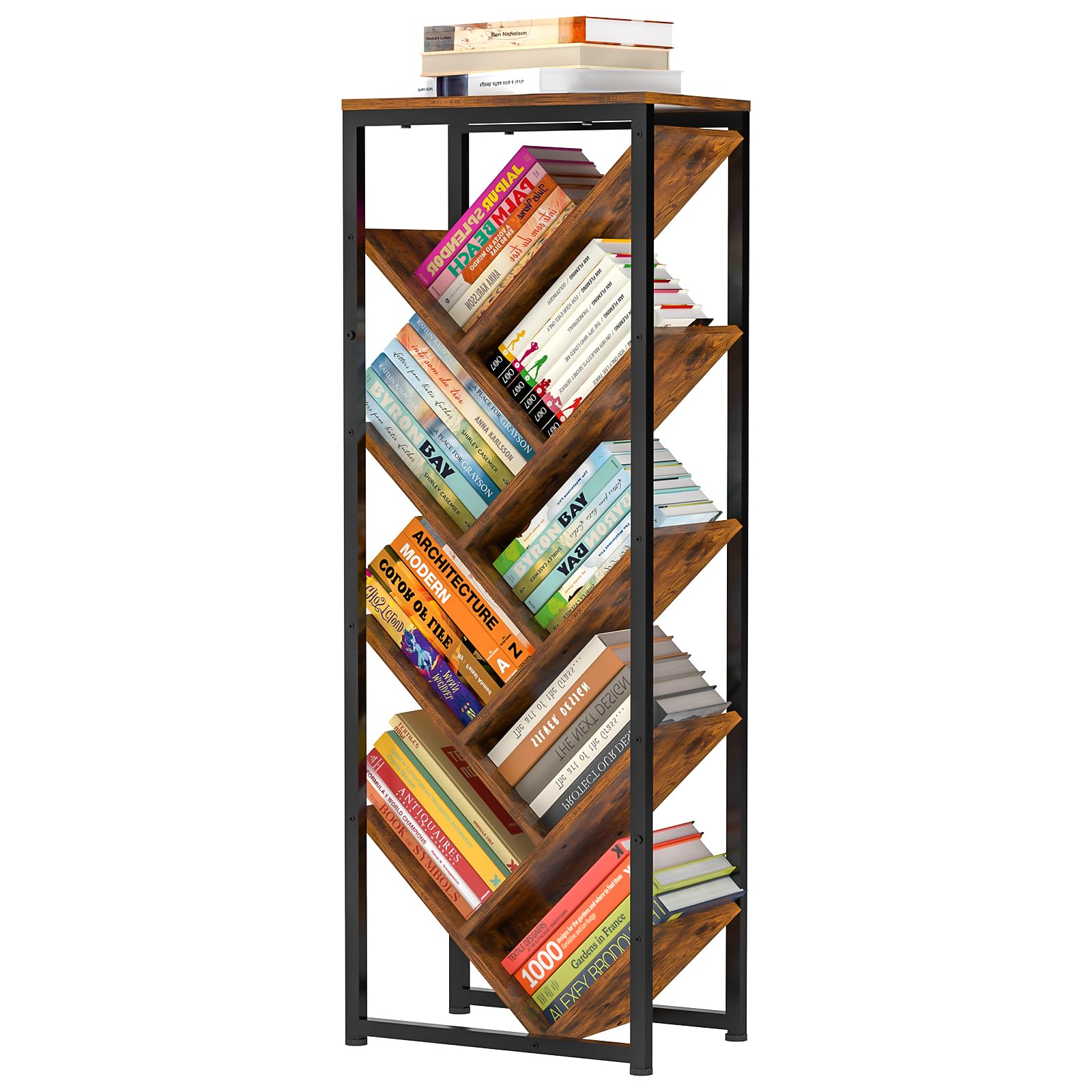Photo 1 of **PARTS ONLY** Cutogxon Tree Bookshelf - 9 Tier Floor Standing Tree Book Storage Organizer with Adjustable Feet for Hardcover Books, Vintage Living Room, Patent Pending