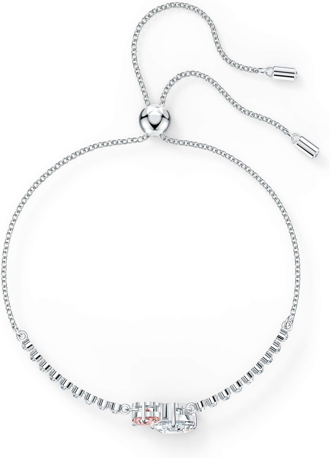 SWAROVSKI Women's Attract Soul Rhodium Finish Bracelet, Pink/White Crystal