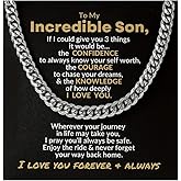 72ore To My Son Necklace From Dad Mom Silver Cuban Link Chain Necklace for Men Birthday Jewelry Gifts for Son Adult