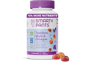 SmartyPants Toddler Multivitamin Gummies: Omega 3 Fish Oil (EPA/DHA), Vitamin D3, C, Vitamin B12, B6, Vitamin A, K & Zinc for