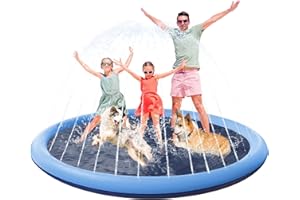 STUDESK Splash Pad,87in Extra Large Anti-Slip Splash Pad for Kids Dogs, Thickened Water Sprinkler Play Mat Fun for Kids Toddler,Summer Outdoor Water Toys Baby Kiddie Dog Pool for Backyard