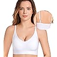 PRETTYWELL Comfortable Bras, Seamless Wire Free Everyday Bras for A to D Cups, V Neck Soft and Light Basic Bras for Women
