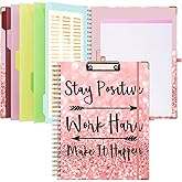 Lateefah Clipboard with Storage, File Folders with Pockets, Nursing Clipboard with Label Stickers and Notepad, Spiral Clip Board with Pen Loop for School, Office Supplies