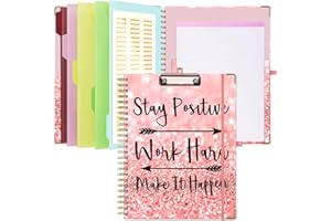 Lateefah Clipboard with Storage, Clipboard for Letter Size with 5 File Folders, Nursing Clipboard with 12 Pockets, Label Stickers and Notepad, Foldable Clipboard with Pen Loop for School, Office