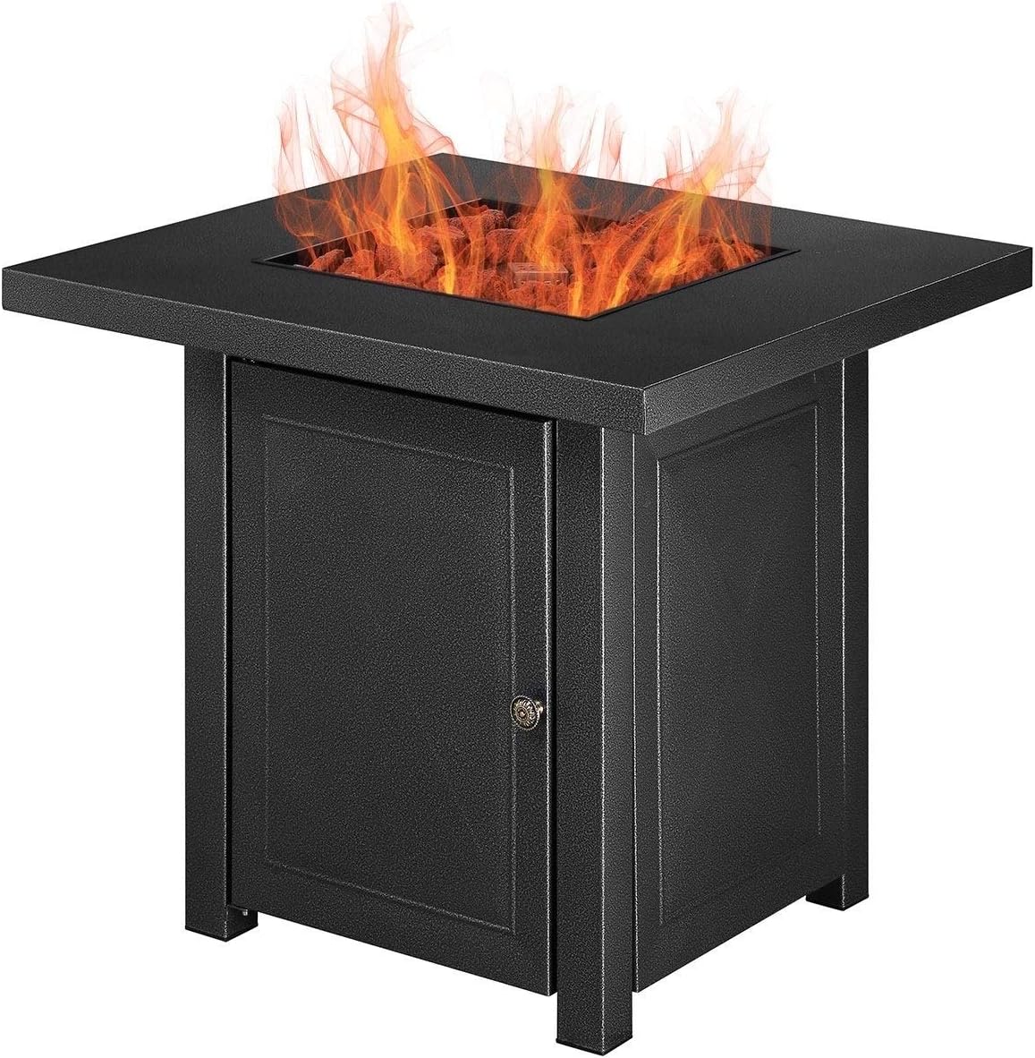 MISC Patio Square Gas Fire Pit Table with Volcanic Stone Black Home & Kitchen