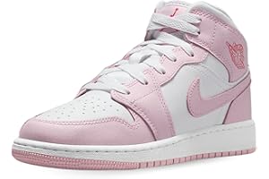 NIKE Air Jordan 1 Mid Big Kids' Shoes (DQ8423-608, Pink Foam/Fire Red/White)