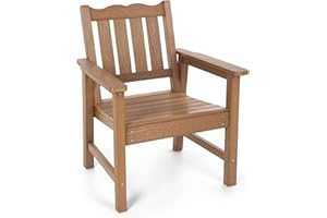 Stoog Patio Chair, All-Weather Outdoor Chairs with 400 lbs Weight Capacity, Looks Like Real Wood, for Patio, Deck, Pool and Backyard, Teak