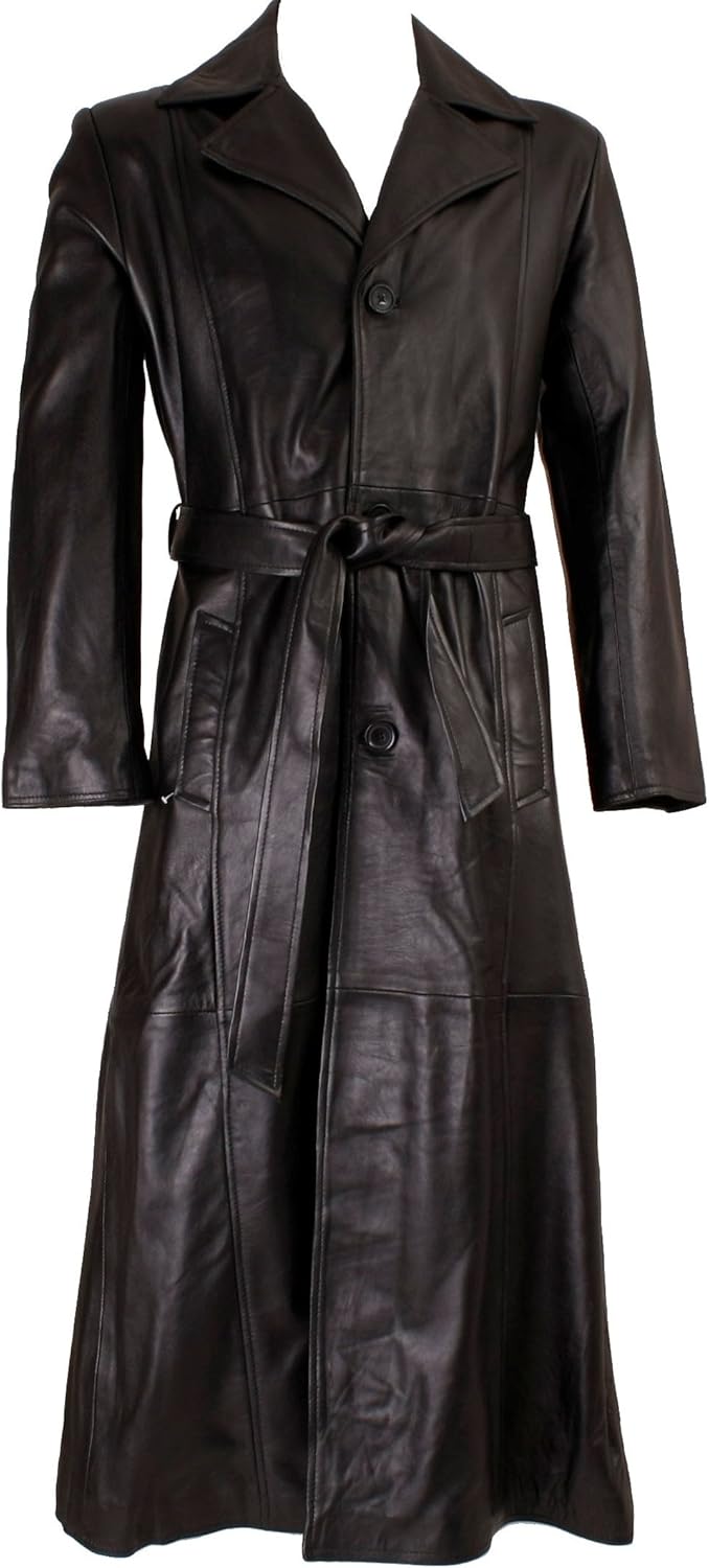mens leather trench coat full length