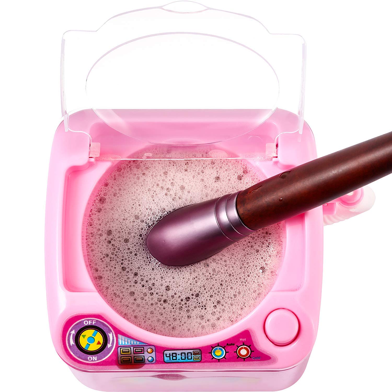Mini Makeup Brush Cleaner Device Plastic Electric Automatic Washing Machine Sponge Cleaning Toy for Girls Ladies: Beauty