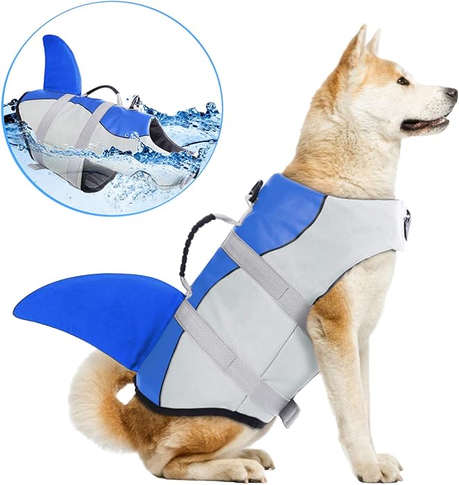 Dog Life Jackets, Ripstop Pet Floatation Life Vest for Small, Middle, Large Size Dogs, Dog Lifesaver Preserver Swimsuit for Water Safety at The Pool, Beach, Boating