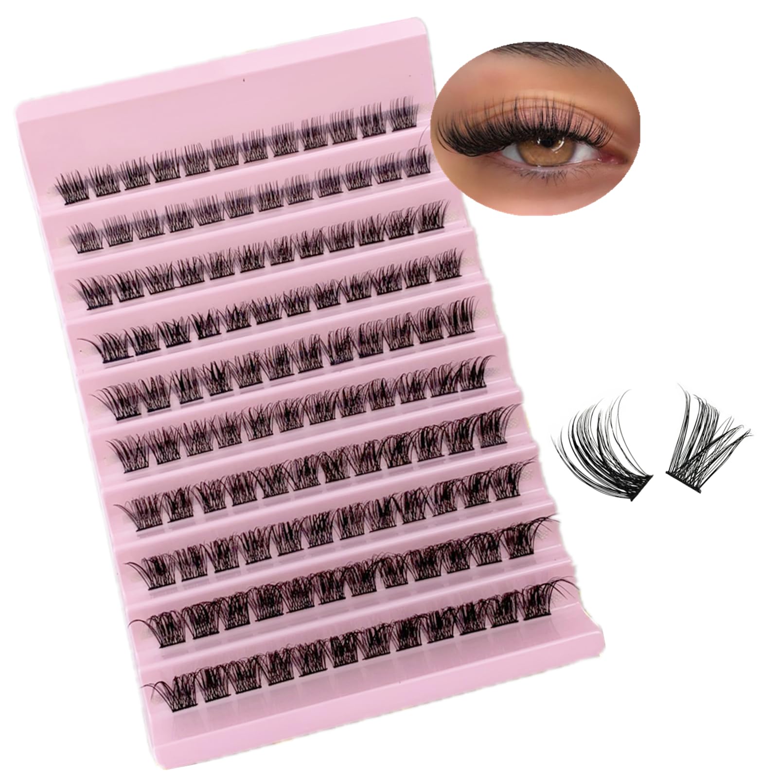 Lash Clusters, 120Pcs DIY Individual Eyelash Extenisons Natural Look D Curl Cluster eyelashes 8-16MM Reusable Individuals DIY at Home (#06)