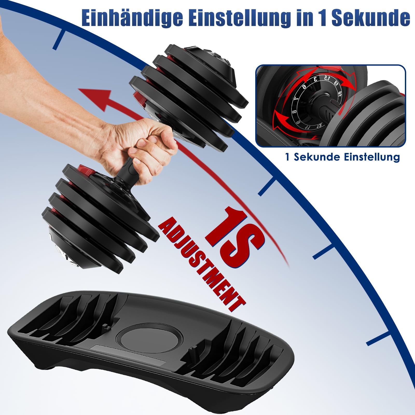 DH FitLife 18kg verstellbare Hanteln Set, 12 Stufen, Kurzhanteln 12-in-1 3