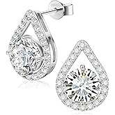 Moissanite Stud Earrings, 18K White/Yellow Gold Vermeil, 925 Sterling Silver 1.0-4.0ct D Color VVS1 Clarity, Lab Created Diamond Stud Friction Back Earring Jewelry Valentines Pendant for Women