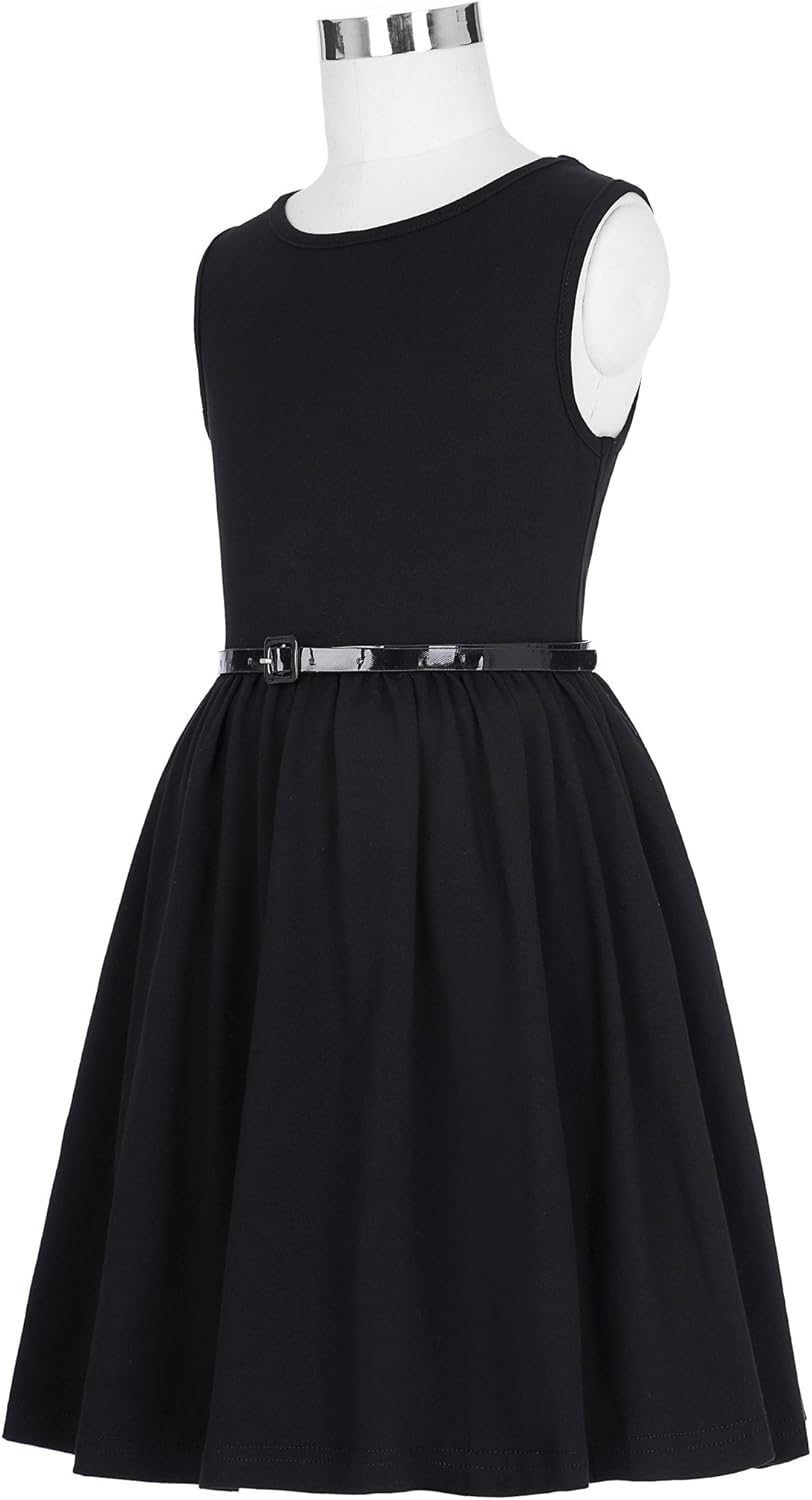 GRACE KARIN Girls Sleeveless Crew Neck Floral A-Line Dress: Clothing