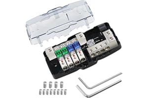 BRIGHTFUN Fused Power Distribution Block Car Audio 4 Way MIDI (Mini-ANL) Fuse Block 12V 0/4 Gauge with Red Indicator for Auto Boat UTV Stereo Amp
