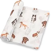 LollyBanks Swaddle Blanket, 100% Cotton Muslin Swaddle Blankets, Neutral Swaddle Blanket 47 x 47 Inches, Baby Blanket for Boys and Girls, Baby Essentials, Registry (Dogs Print)