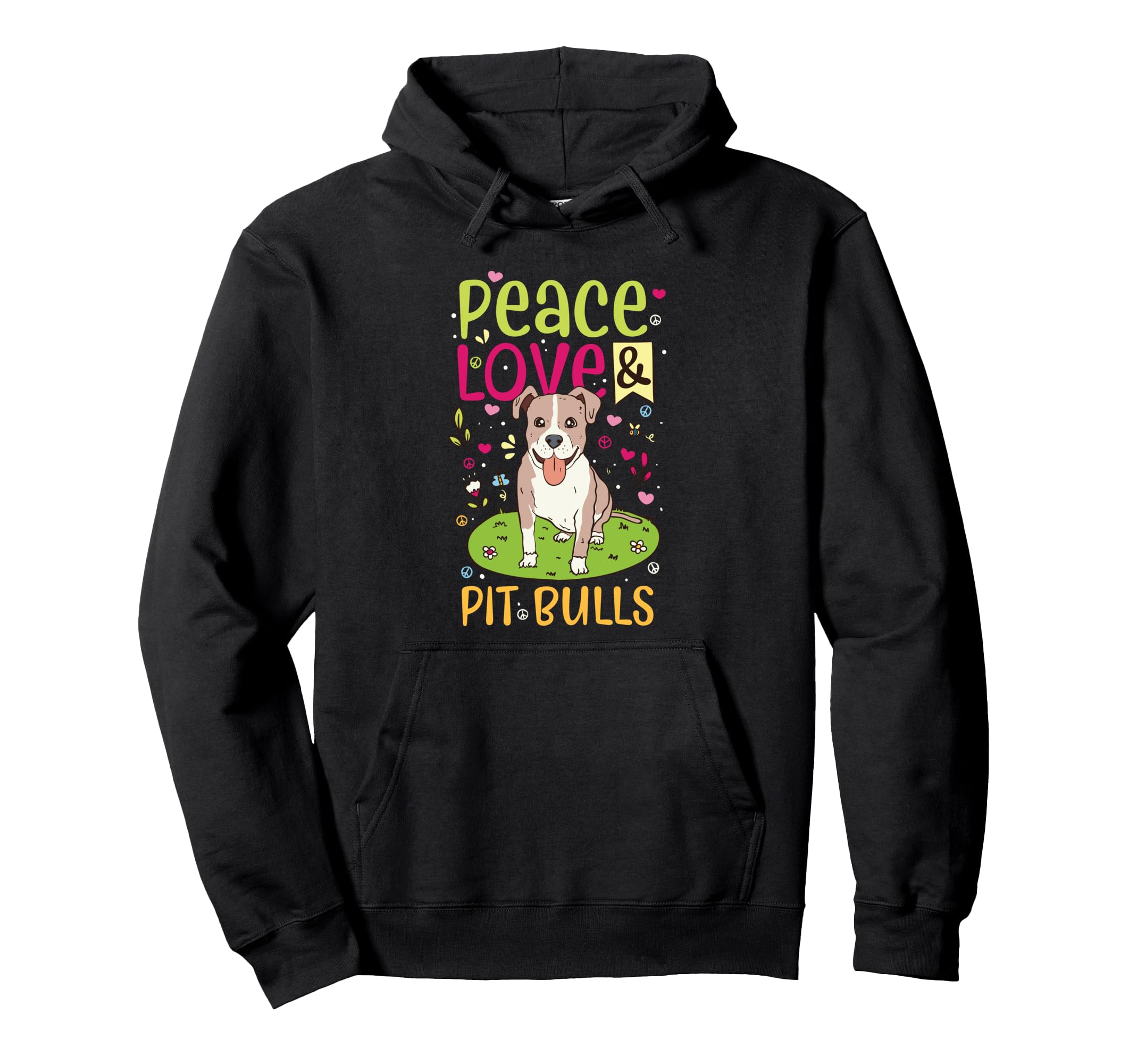 Peace Love And Pit Bulls - Pet Bully Rescue Cute Pitbull Dog Pullover Hoodie