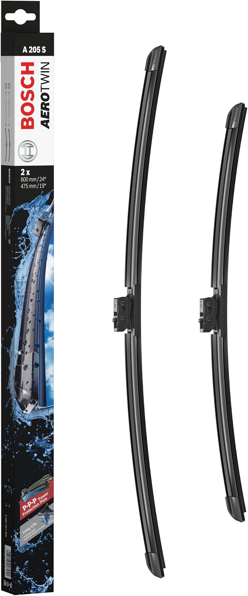 Bosch Aerotwin A 205 S Front Wiper Blades 600mm 475mm Left-Hand Drive