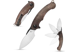 Sitivien ST157 Pocket Knife,Sandvik 14C28N Steel Blade with Micarta Handle Folding Knives,Chinese Zodiac Series EDC Tool Knifes for Camping Hiking Survival Fishing(Brown) … …