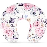 Pea Pod Nursing Pillow Cover for Baby Girl, Stretchy Removable Slipcover for Breastfeeding Pillows, Ultra Soft Comfortable Nursing Pillowcase, Baby Must Have (Pink Floral)
