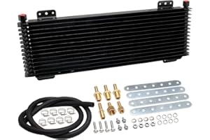 SOMUSEN 40k LPD47391 Transmission Oil Cooler Kit Compatible with Heavy Duty 40,000 GVW Max Low Pressure Drop Trans Cooler with Mounting Hardware, Towing Applications and Advanced Cooling Protection - Black