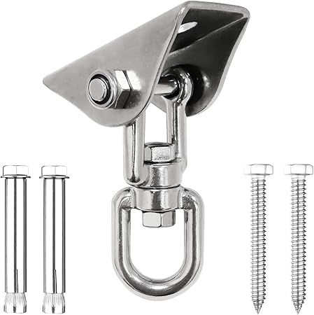 Amazon Co Jp ハンモックハンギングキット 304ステンレススチール 高耐久ハンモックフック 360 回転スイングフック ネジ4本付き パンチバッグホルダー ヨガハンモック 壁フック 天井フック 耐荷重1000ポンド おもちゃ