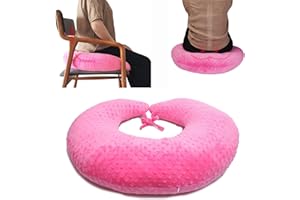 coceyese BBL Pillow After Surgery for Butt Sleeping, Brazilian Butt Lift Pillow Post Surgery Recovery for Sitting Sleeping Driving Donut Pillow for Woman Lumbar Back Cushion Seat Foam (Pink Dot)