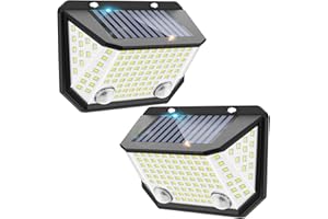 K KASONIC Kasonic Solar Lights Outdoor, 122 LEDs Motion Sensor Lights with 300° Wide Angle, Ultra-Bright Solar Security Wall Lights for Outside Garden Patio Fence Stairway, Cool White-2 Pack